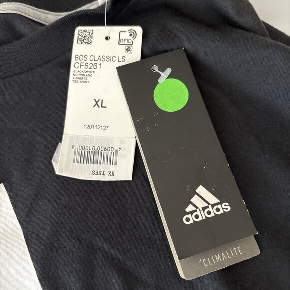 Adidas Go-To Performance Tee Climalite Long Sleeve Logo Shirt Mens XL Black NWT - Picture 3 of 8